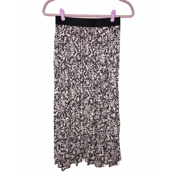 Vince Camuto Size XS Broomstick Maxi Midi Skirt Black Floral Print Boho Festival - Picture 1 of 7